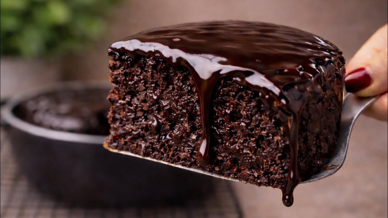 No-Oven Chocolate Cake 🍫 | No Scale, Very Fudgy