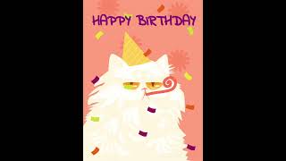 Happy Birthday GIF With Music - Festive Cat And Confetti