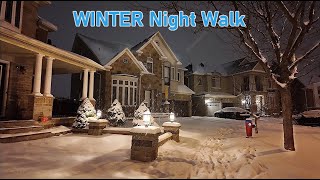 Night❄Snow Walk in Toronto Suburbs 4K Relaxing Winter Ambience Snowfall walking video