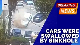 Sinkhole swallows 3 parked cars outside Jerusalem hospital