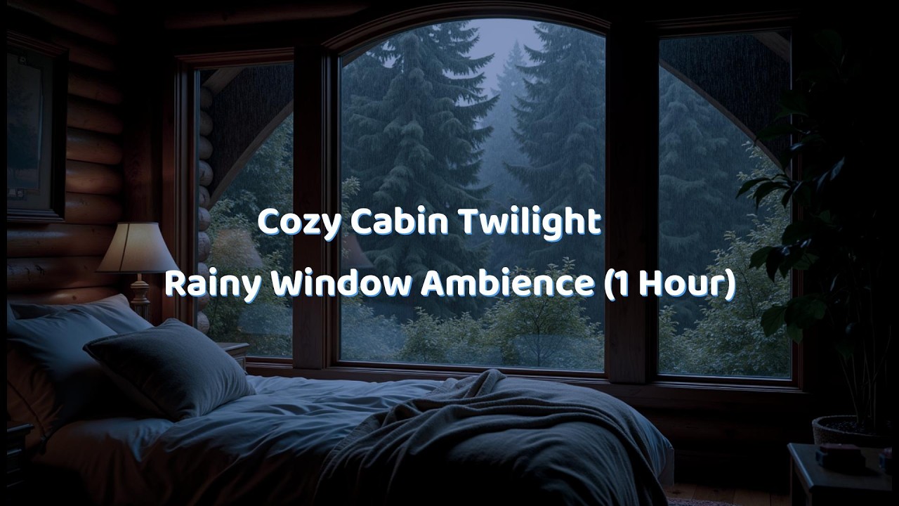 Cozy Cabin Twilight — Rainy Window Ambience (1 Hour)