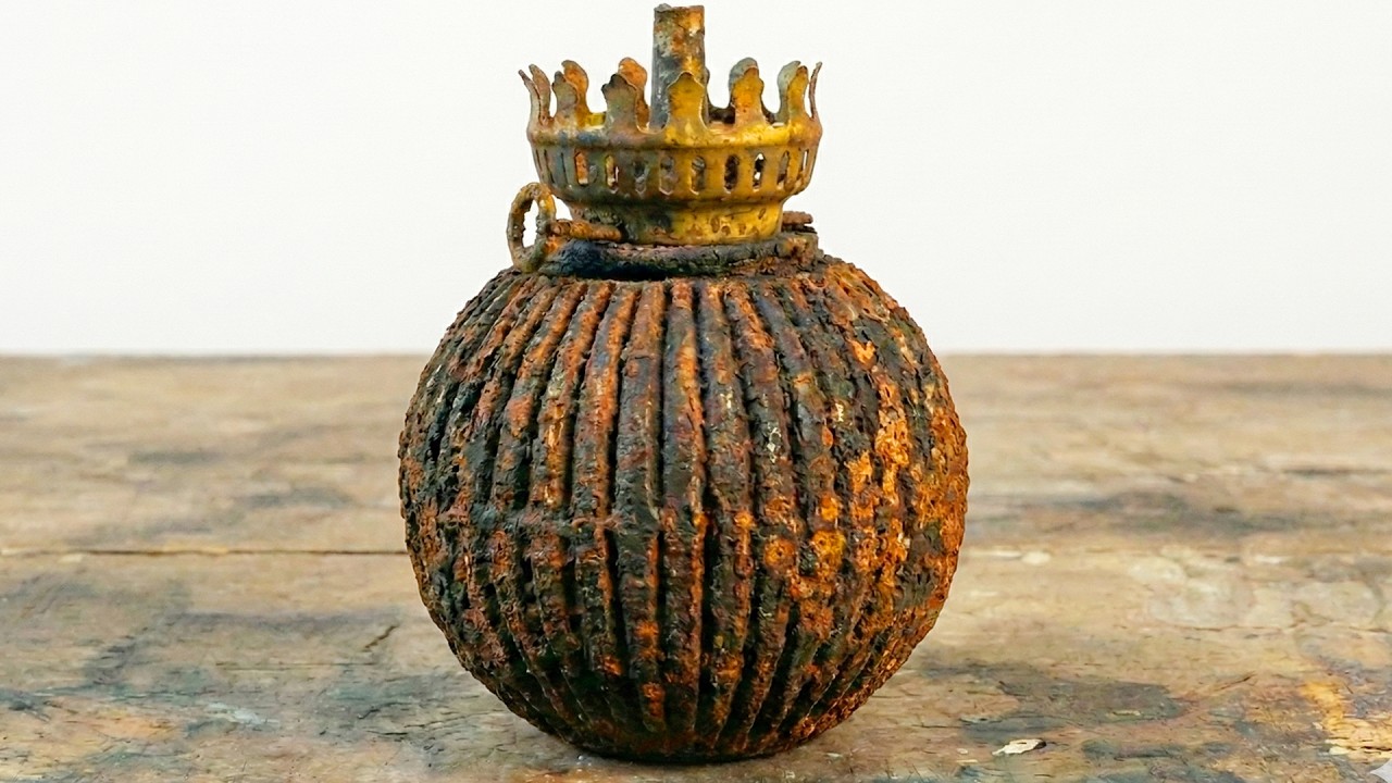 Total restoration a 1000 year old antique grenade oil lamp | Restore TV