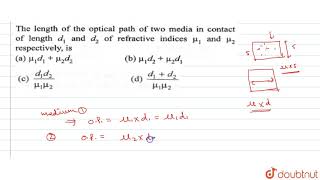 The length of the optical path of two media in contact of length `d_(1)` and `d_(2)` of refreactive