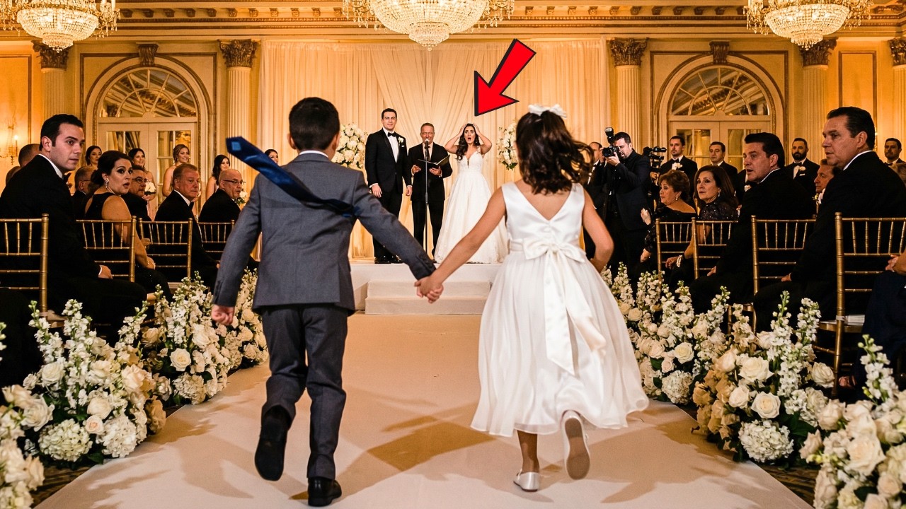 “¿POR QUÉ ELLOS ESTÁN AQUÍ” — comenzaron la boda sin los hijos gemelos… hasta que el niño corrió...