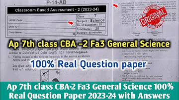 💯7th class fa3 Science question paper and answers 2024|7th class CBA-2 fa3 PS&NS answer key 2024