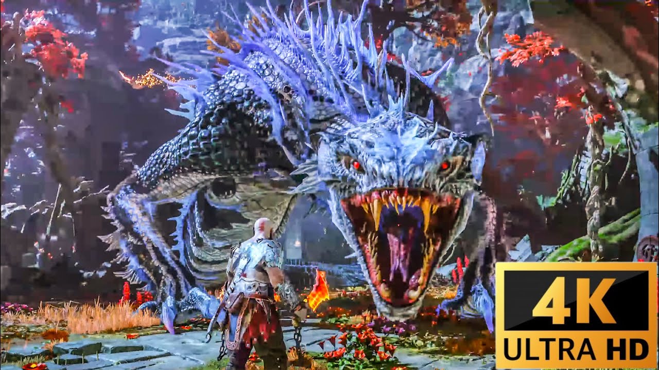 GOD OF WAR RAGNAROK Kratos Vs Nidhogg 2023 Fight Scene Cinematic 4K ...