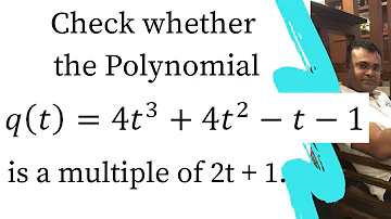 Check whether the polynomial q(t) = 4t3 + 4t2 – t – 1 is a multiple of 2t + 1.
