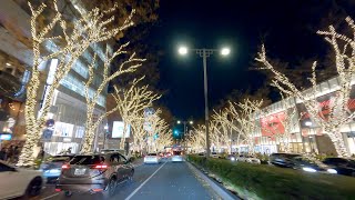 Christmas Illumination Night Driving 4K - Omotesando in Tokyo - Shibuya, Omotesando