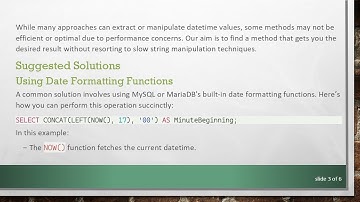 How to Efficiently Get the Beginning of a Minute from datetime in MariaDB/MySQL