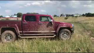 Hummer stuck in the field, take Tacoma, Hammer really strong