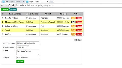 Edit dan Hapus Data dengan PHP PDO + jQuery AJAX - Part 3 & 4