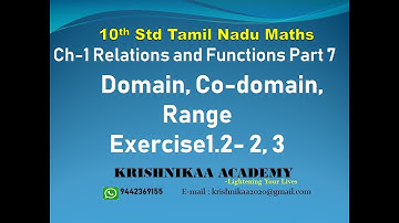 10th Std TN Maths Ch-1  Domain, Co-domain, Range, Example1.5