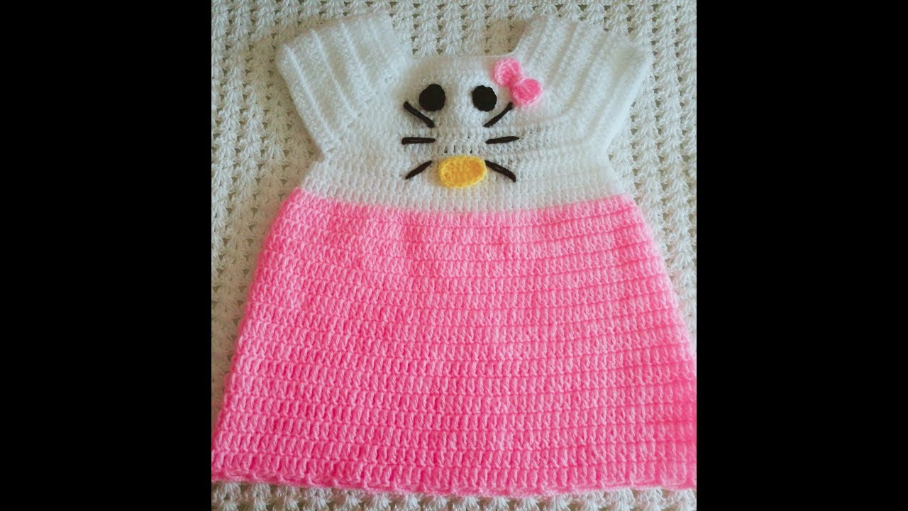 crochet Hello kitty dress for 6-12 months (sinhala)