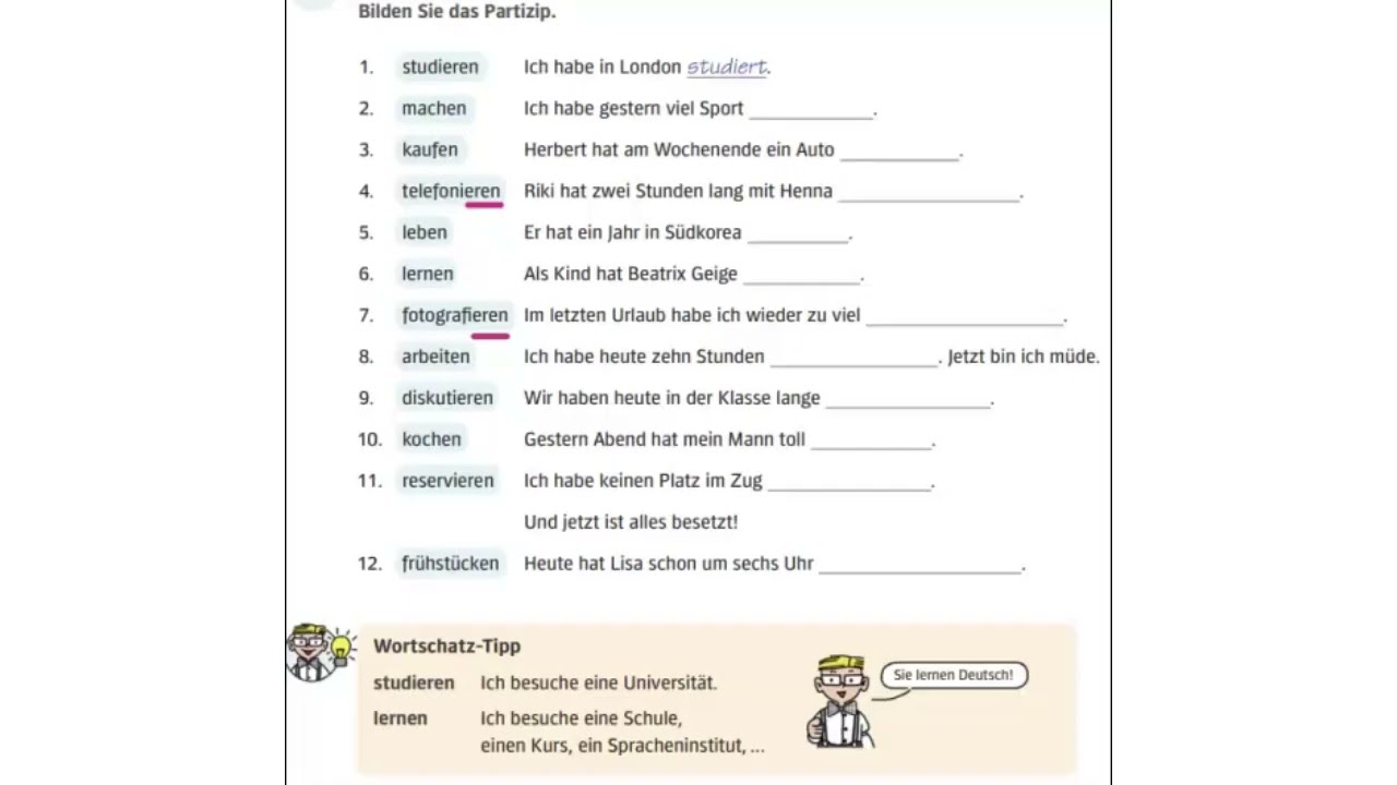 Deutsch-Training: 12 Sätze im Partizip II ✍️ (Perfekt Übung) #ドイツ語 #deutschkurs #testdaf