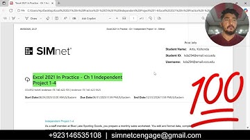 Excel 2021 In Practice -Ch 1 Independent Project 1-4 #Ch1IndependentProject1-4 #simnet