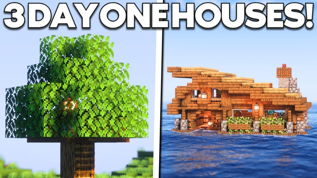 3 DAY ONE Houses in Minecraft!
