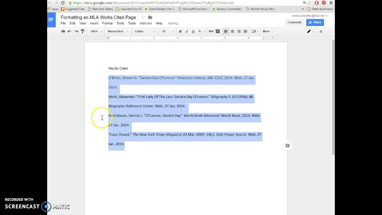 Formatting an MLA Works Cited Page in Google Docs - YouTube