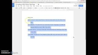 Formatting an MLA Works Cited Page in Google Docs