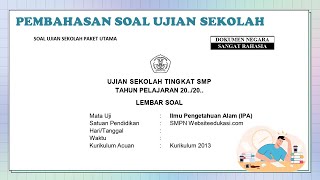 SOAL & PEMBAHASAN UJIAN SEKOLAH (US)2022 - IPA SMP-KALOR