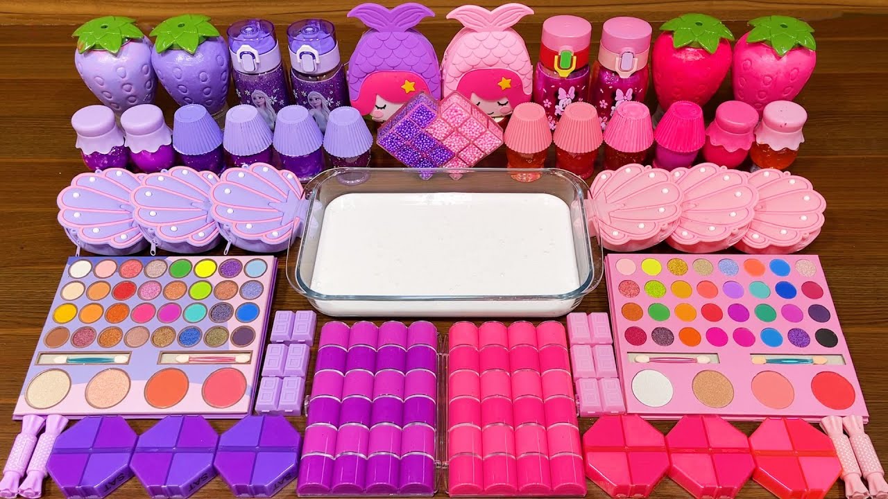 PURPLE vs PINK!!! Mixing Random into GLOSSY slime !!! Satisfying Slime