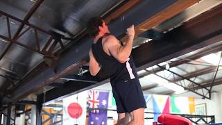 Pull ups w. Beam overhand grip LATISSIMUS DORSI