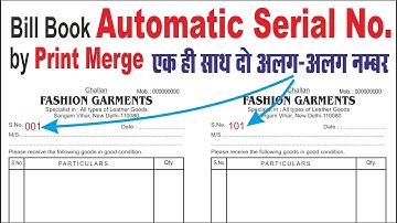 Bill Book Automatic Serial No. | Print Merge