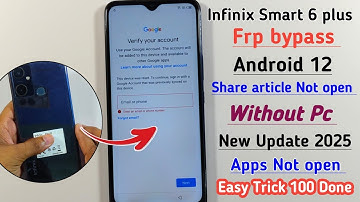 infinix Smart 6 plus FRP BYPASS Android 12 || Infinix Smart X6823C Google Account Bypass Without PC