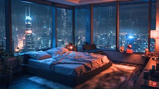 Experience the Joy of Rain Indoors at Night with Peaceful Music | Home Vibe #rain #relaxingmusic