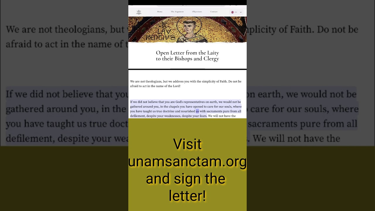 Open Letter To Our Bishops And Clergy unamsanctam.org