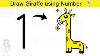 How to Turn 1 into Giraffe | Learn to Draw Giraffe using number  1 | Coloring and Drawing Giraffe