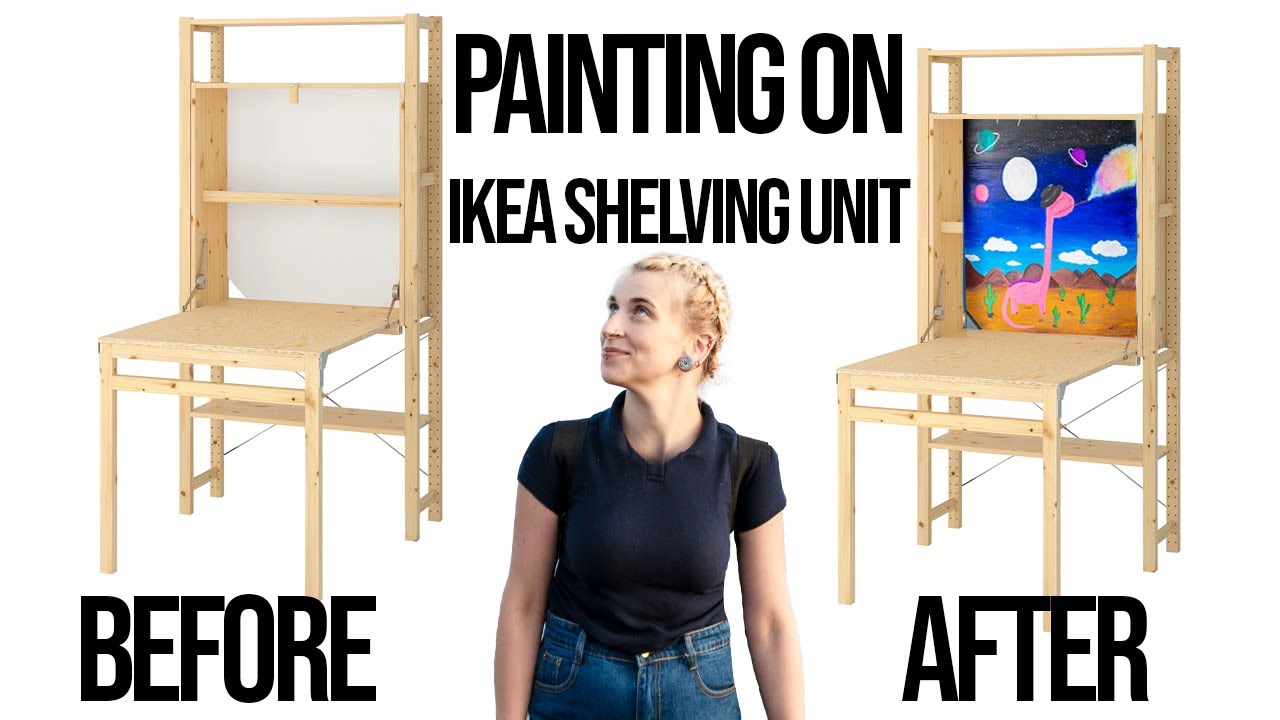 Painting On Ikea Shelving Unit // Upcycling Old Furniture // Acrylic