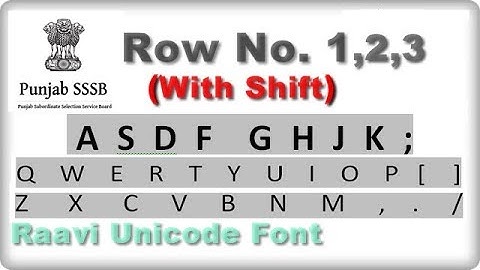 PSSSB clerk 2017: Raavi Typing Exercises, Row 1,2,3 (with shift) complete lesson