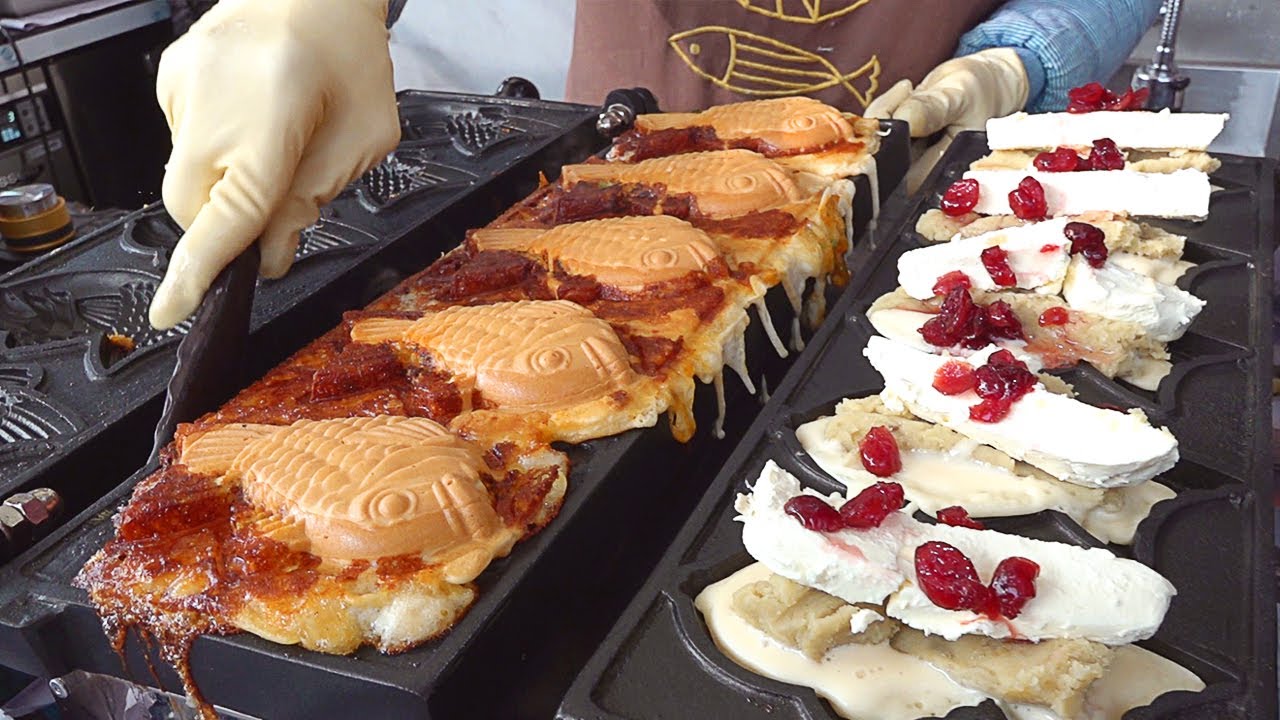 역대급 웨이팅! 최소 1시간? 인기폭발 총각네 붕어빵 4가지맛 Fish-shaped Bread (Bungeoppang) - Korean street food