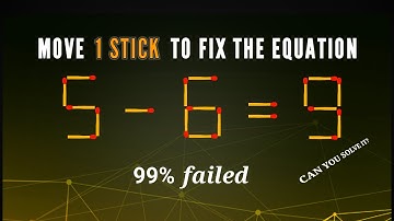 5-6=9 move only 1 stick to make equation correct | matchstick puzzle 4k | thony official