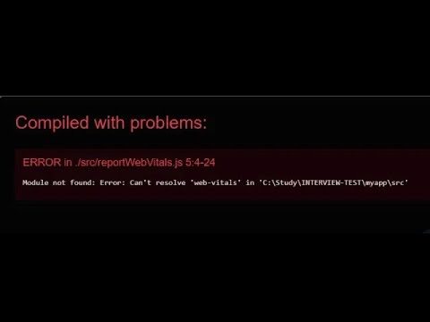 Module not found: Error: Can't resolve 'web-vitals'