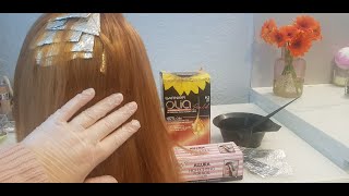 asmr hairdresser role play colouring you hair , using foils , hair play brushing , gloves crinkles