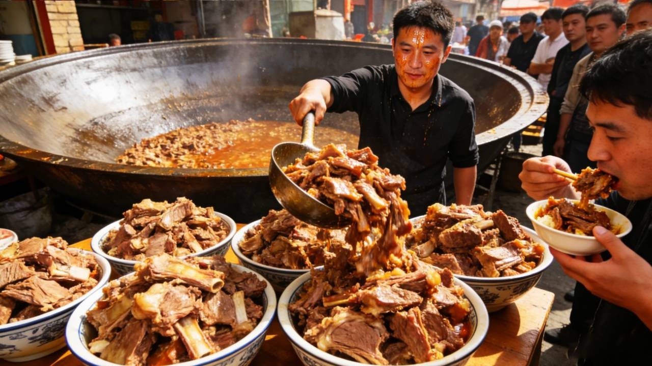 兰州小伙卖手抓，46元一斤带骨头称，这价格贵不贵？