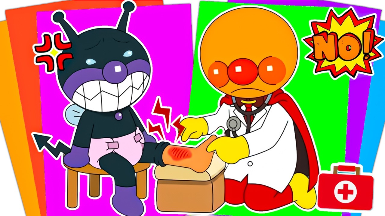 アンパンマン先生とケアタイム🏥🩺みんなをたすけてげんきにしよう💖やさしいストーリー✨Satisfying Sticker Care Story with Anpanman