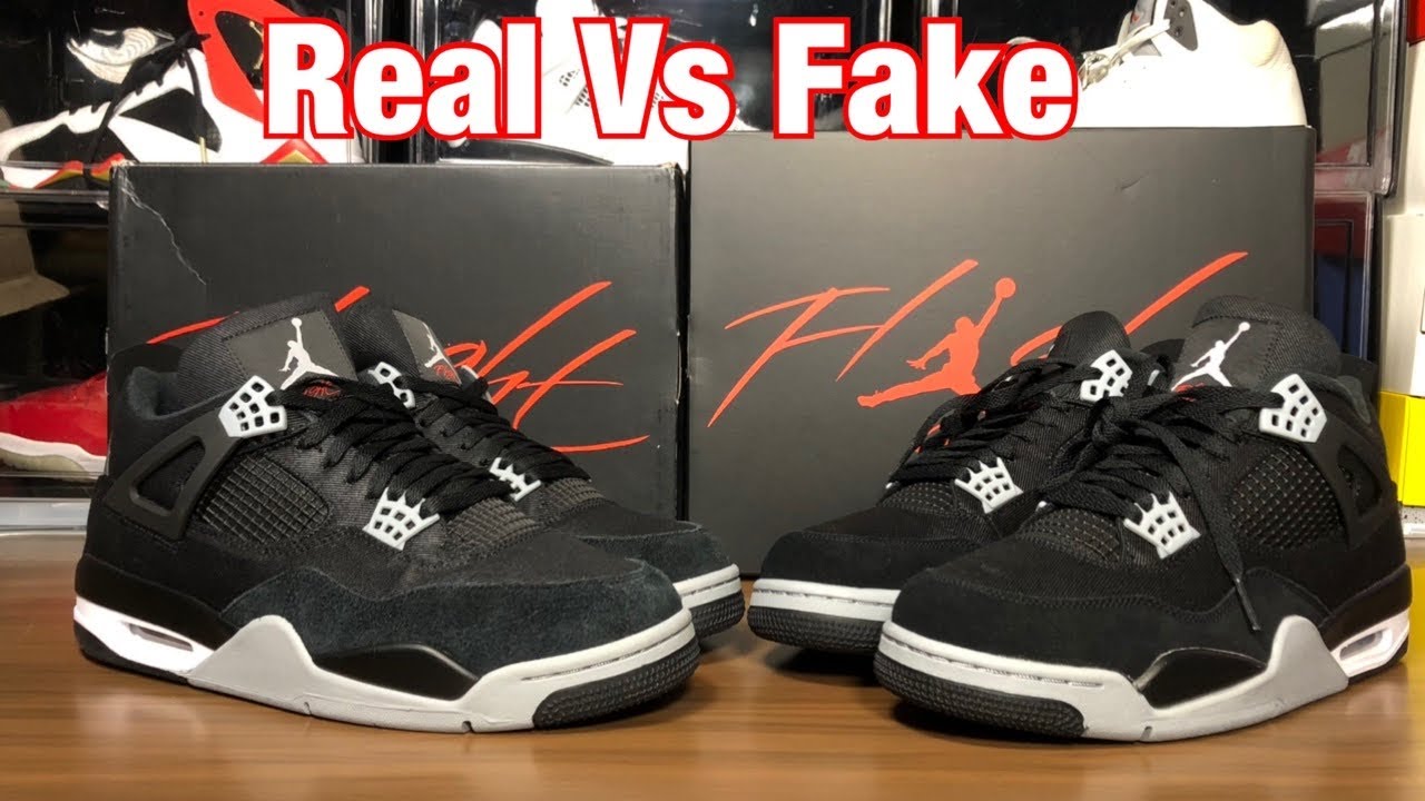 Air Jordan 4 Canvas Black Real Vs Fake Review with Blacklight and ...