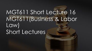 MGT611 Short Lecture 16