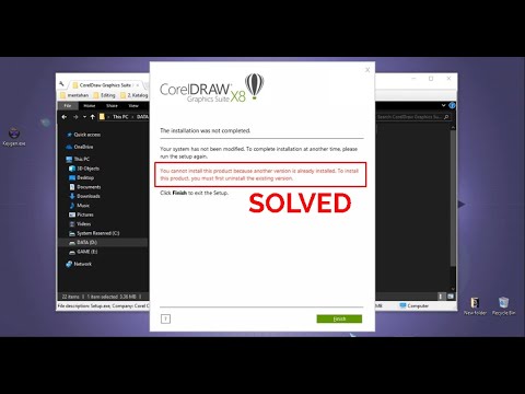 FIX CORELDRAW X8 - You Cannot install this product because another version is already installed