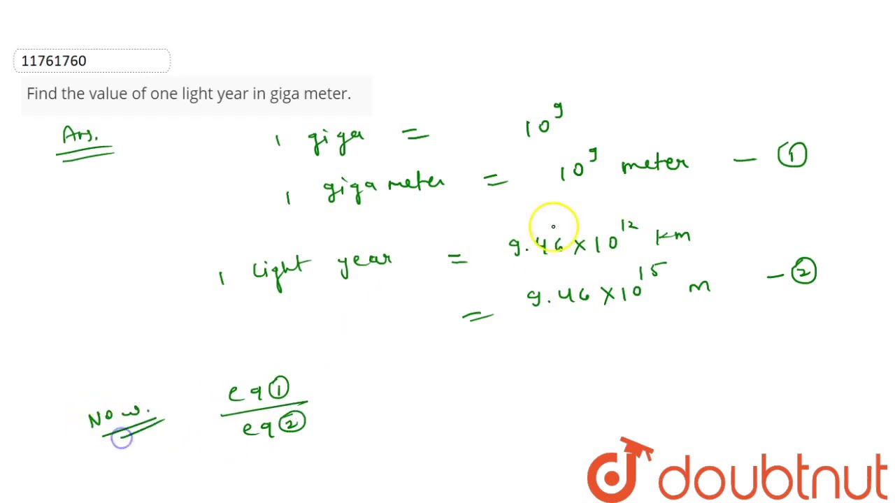 Find The Value Of One Light Year In Giga Meter YouTube Find The Value Of One Light Year In Giga Meter YouTube