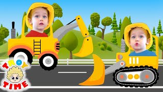 Construction Vehicles Play - Excavator &amp; Bulldozer - Troy Time