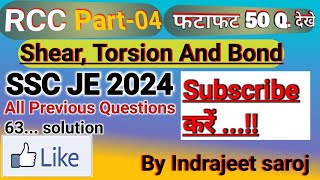 Shear, Torsion,Bond,Anchorage And Development Length|| PYQ for SSC JE || Civil || SSC je 2024