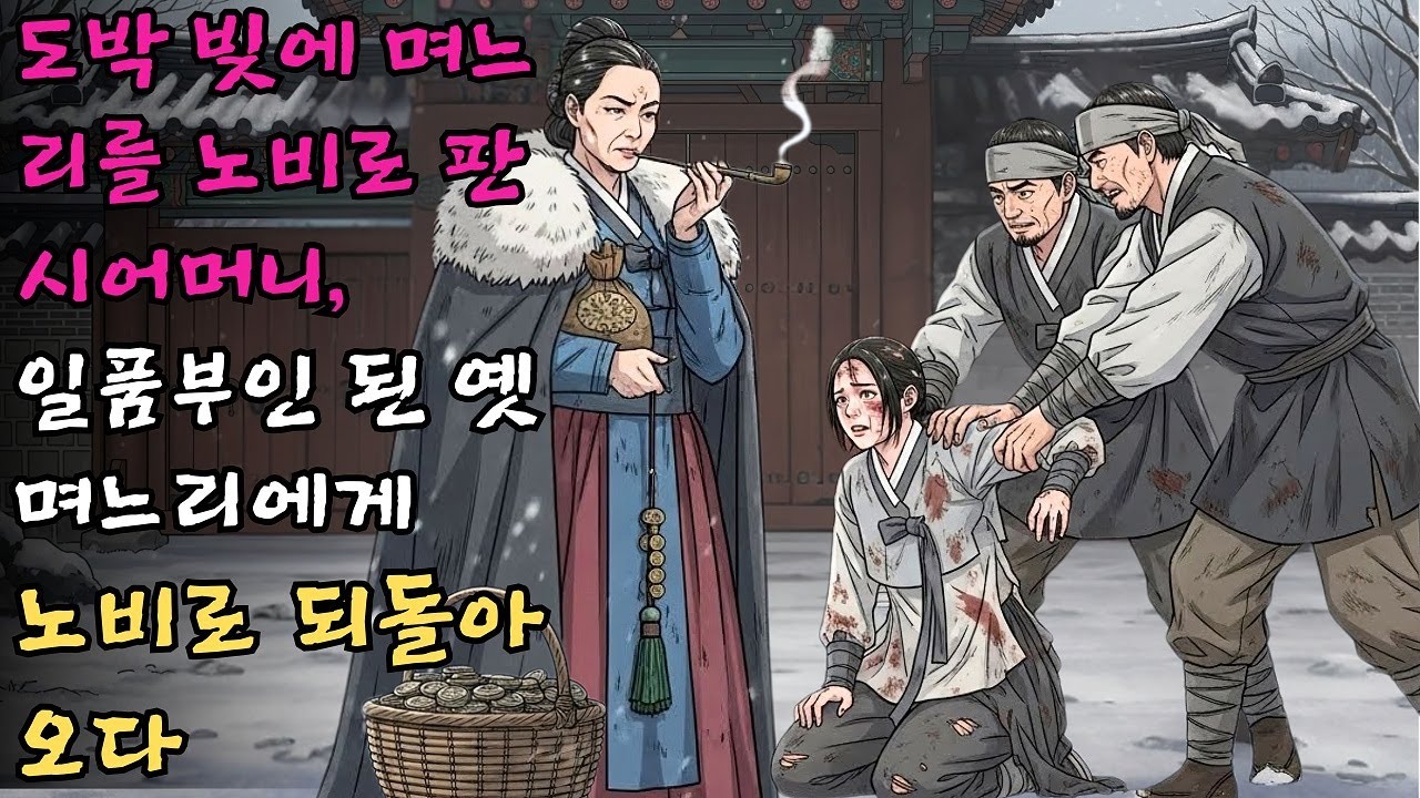 도박 빚을 갚으려고 며느리를 노비로 팔아넘긴 시어머니, 모든 것을 잃고 갈 곳 없게 되자 일품부인이 된 옛 며느리에게 거두어져 노비로 부림당하며 복수를 맞다