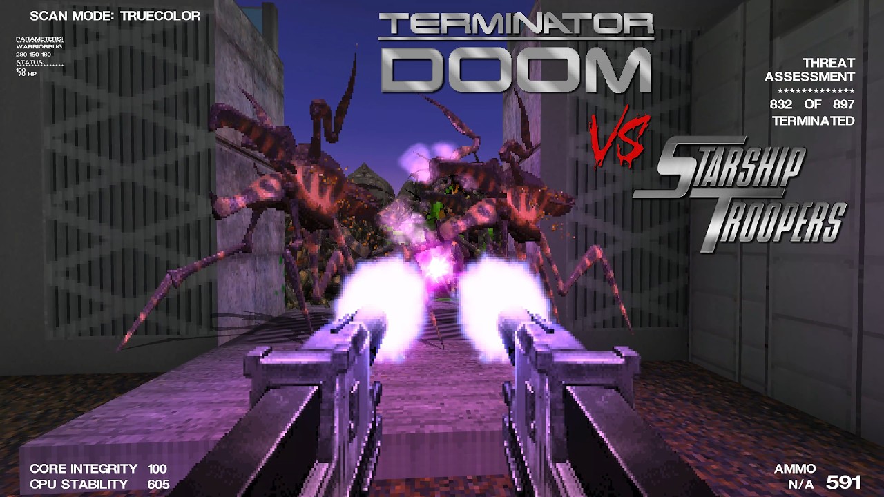 TERMINATOR DOOM - The Terminator killing bugs in Starship Troopers (Sierra Outpost map) | 4K/60