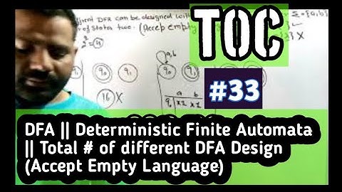 TOC||33|| HINDI || DFA Design || Total # of DFA Design (Accept Empty Language ) NET | GATE |