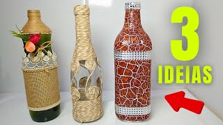 3 IDEIAS INCRÍVEL DE ARTESANATO COM GARRAFA DE VIDRO