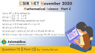 Question 70 | CSIR NET Nov 2020 | Part C | Mathematical Science | By Vanita Goyal