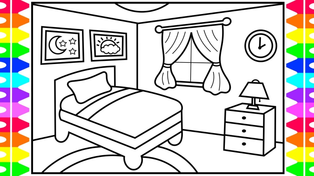 90 Colouring Pages Of Bedroom  Images